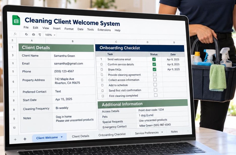 Close view of the client welcome system