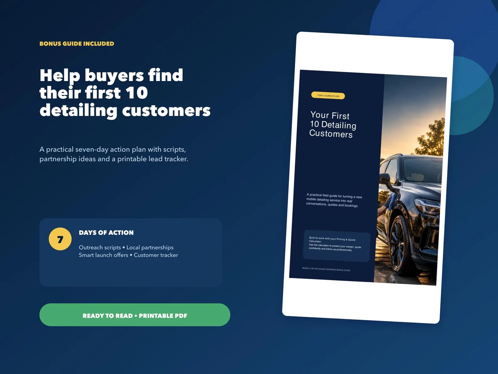 First 10 Detailing Customers bonus guide