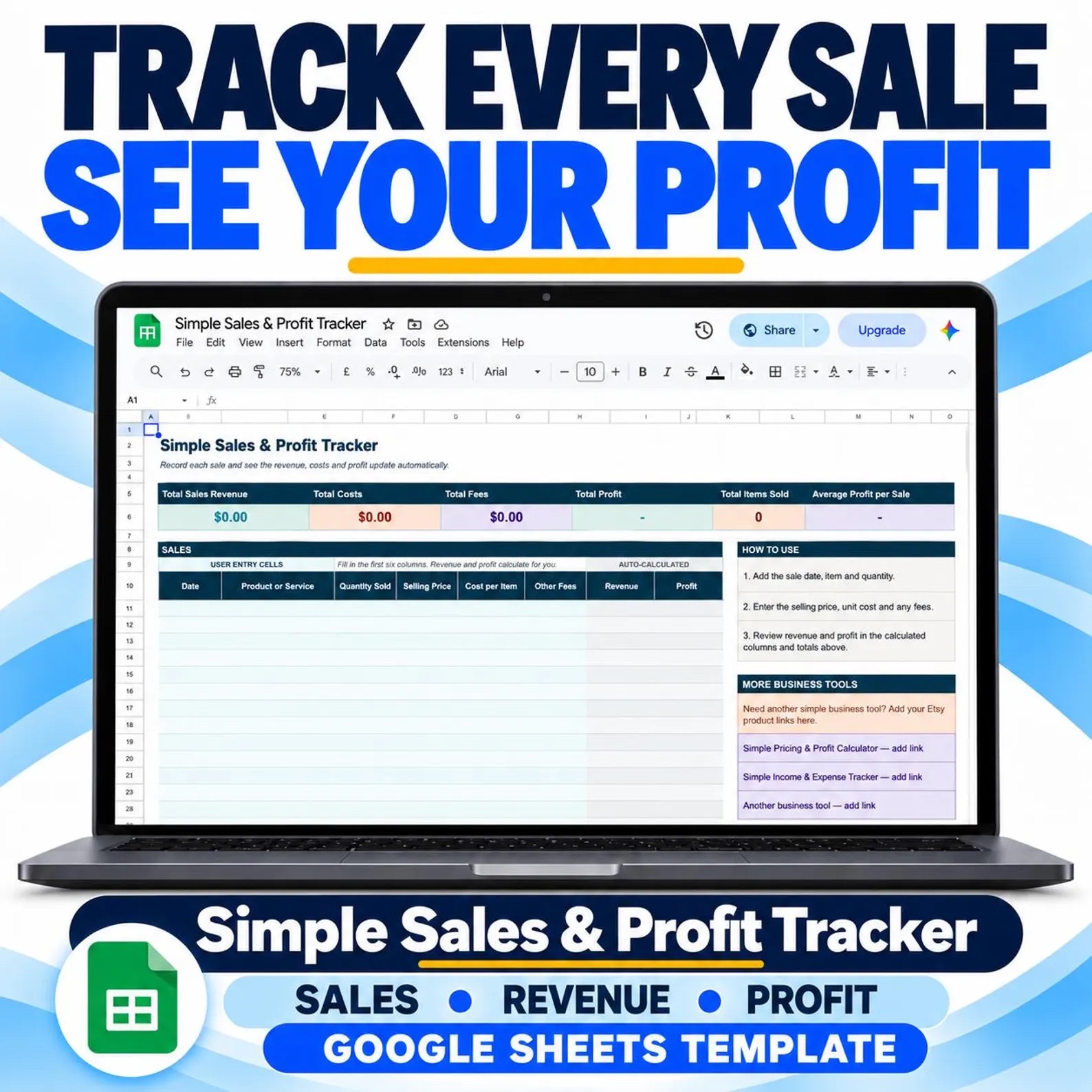Close view of the Sales and Profit Tracker