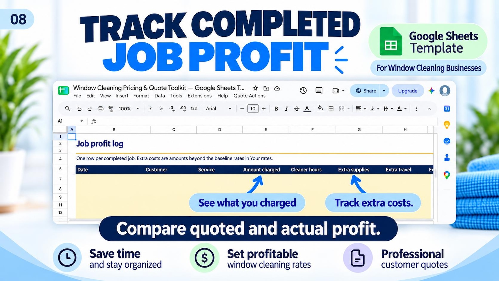 Window-cleaning completed-job profit log